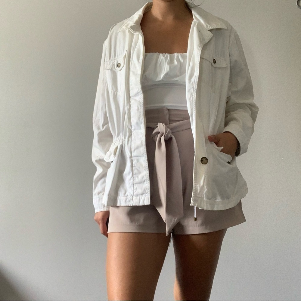 Eddie Bauer white short soft shell wind jacket  womans size XXL 100% cotton